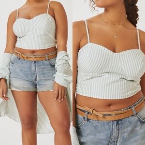Anthropologie Bustier Coastal Striped Crop Top